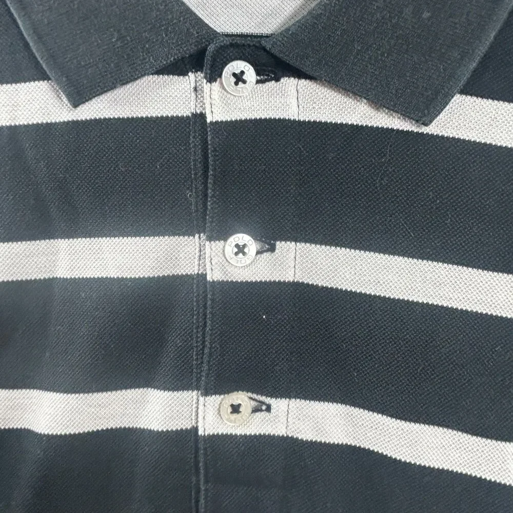 POLO GOLF Ralph Lauren Embroidery White‎ Pony Black and White Stripe Large EUC
